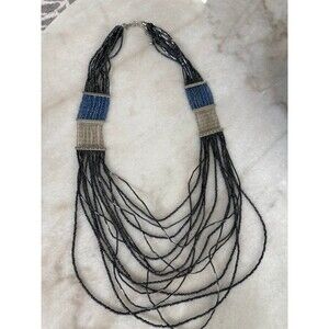 Blue and Silver Beaded Long Layered Chico’s Necklace